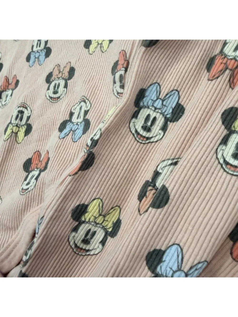 Disney Minnie Mouse 0-3M Pink Ribbed Outfit Set